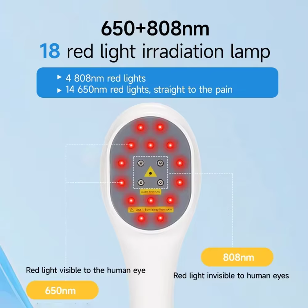 Handheld 650nm 808nm Cold Laser Red Light Therapy Device for Joint Pain Relief
